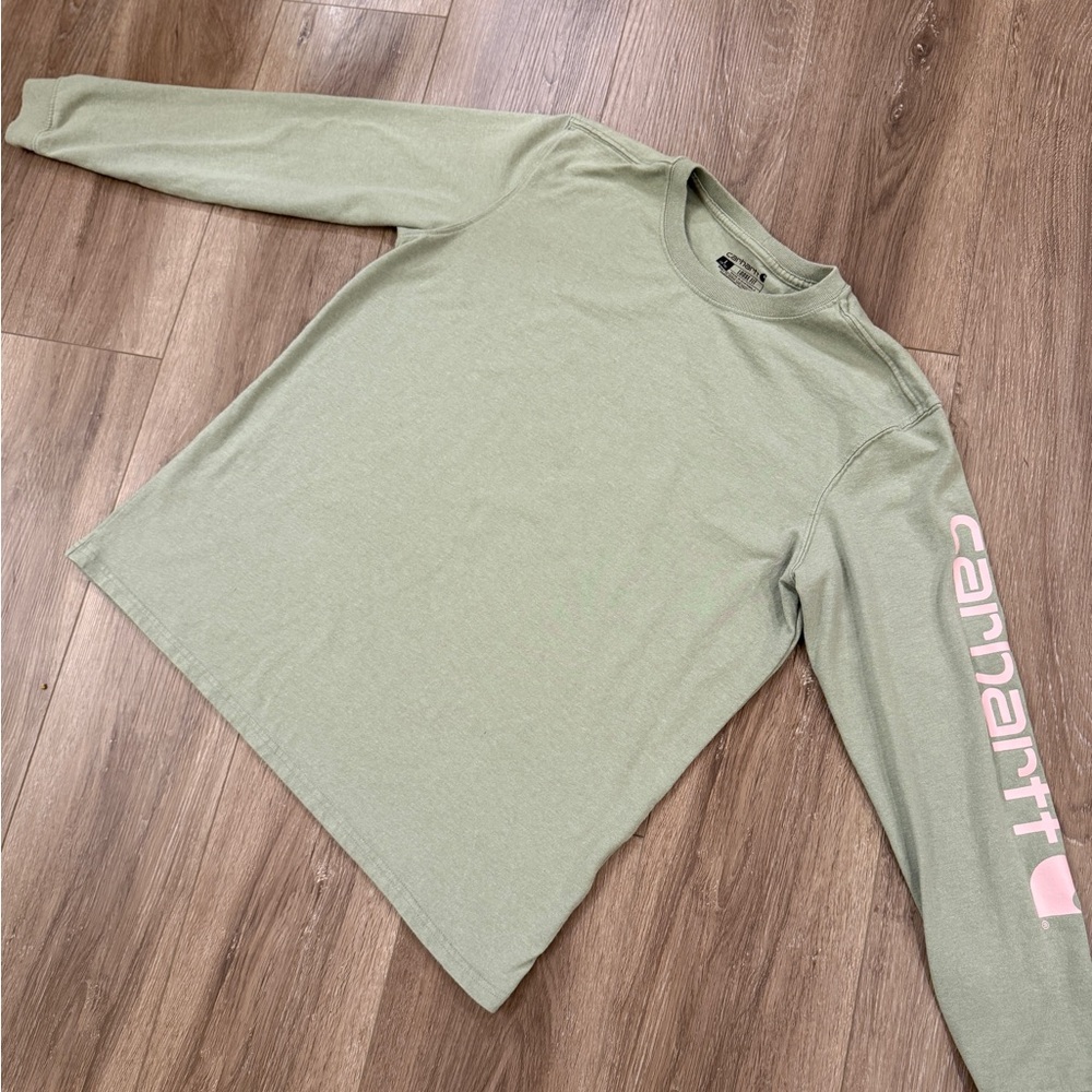Carhartt Sage Long Sleeve Tee with Pink Logo size L